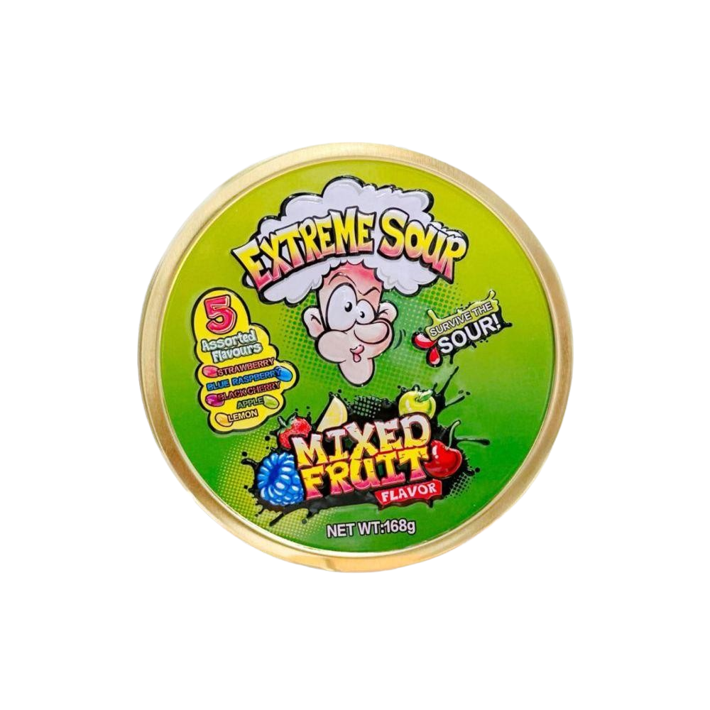 WARHEADS EXTREME SOUR MIXED FRUIT BIG TIN