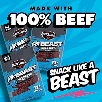 JACK LINKS MISTER BEAST PEPPERED JERKY - NEW