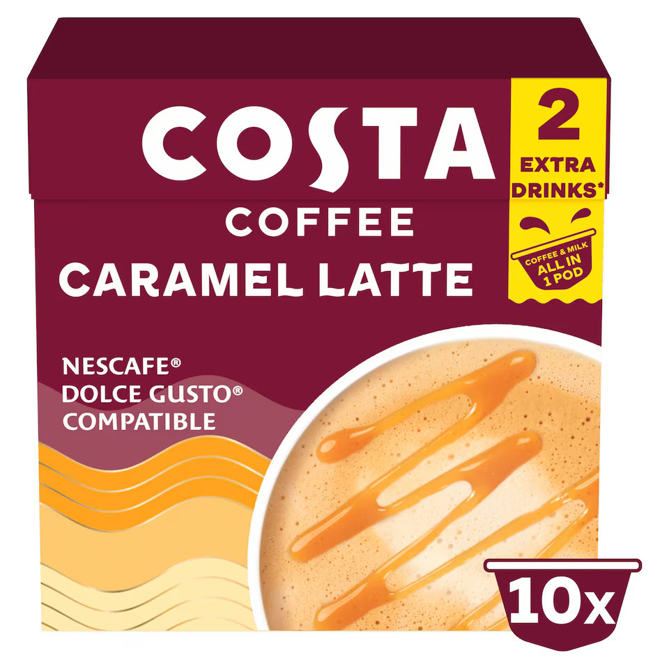 COSTA COFFEE CARAMEL LATTED PODS - DOLCE GUSTO AS