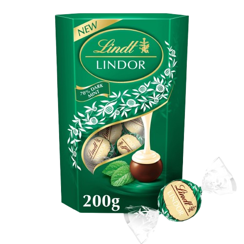 LINDT LINDOR 70% DARK MINT CORNET ASJ