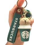 STARBUCKS KEYCHAIN FOR COFFEE LOVERS WITH TEDDY HEAD