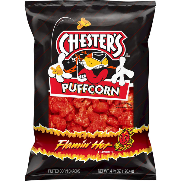 CHESTERS PUFF CORN FLAMIN HOT BIG BAG EC TT
