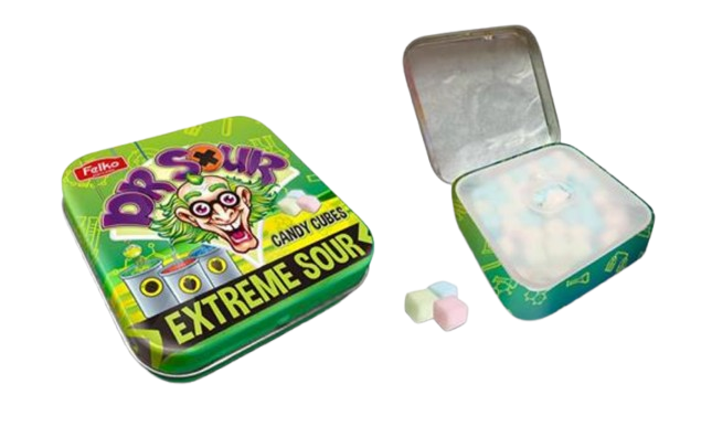 DR SOUR EXTREME SOUR CANDY CUBES TIN