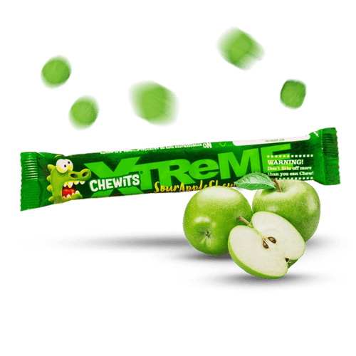 CHEWITS XTREME SOUR APPLE CHEWS EC