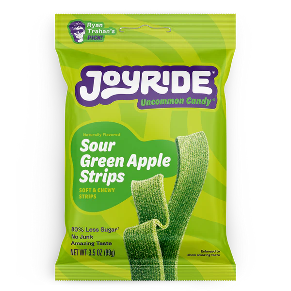 JOYRIDE SOUR GREEN APPLE STRIPS BIG BAG EC