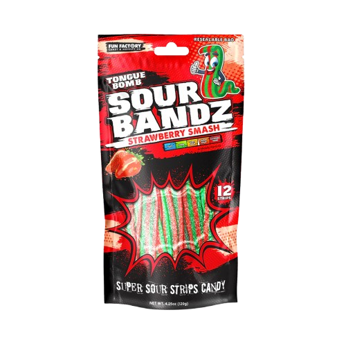 SOUR BANDZ STRAWBERRY SMASH STRIPS EC