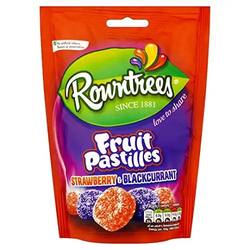 ROWENTREES FRUIT PASTILLES STRAWBERRY AND BLACKCURRANT ASJ