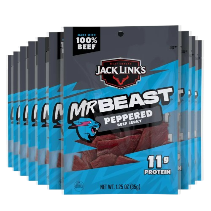 JACK LINKS MISTER BEAST PEPPERED JERKY - NEW