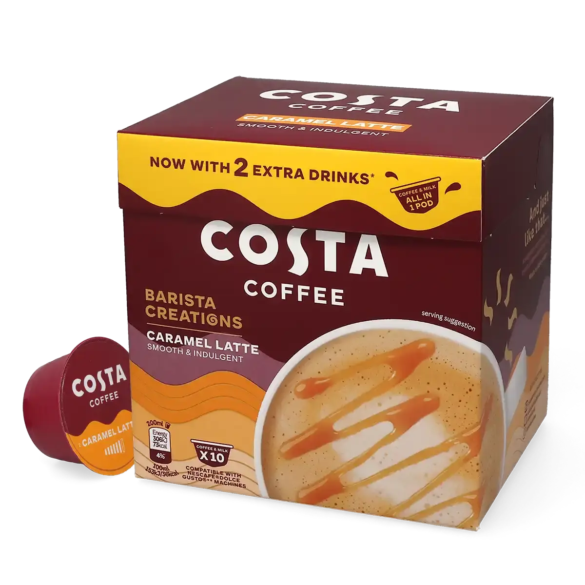 COSTA COFFEE CARAMEL LATTED PODS - DOLCE GUSTO AS