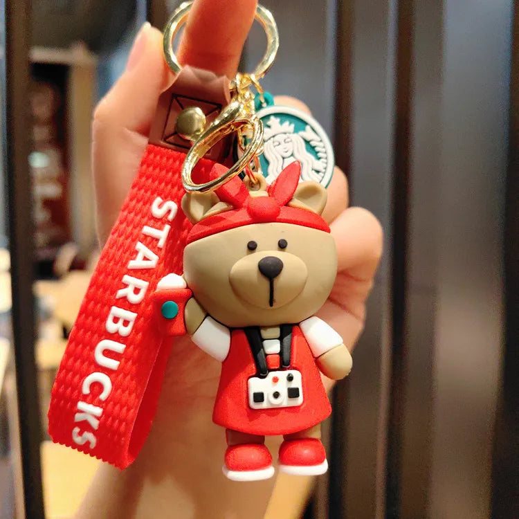 STARBUCKS KEYCHAIN TEDDY RED DRESS