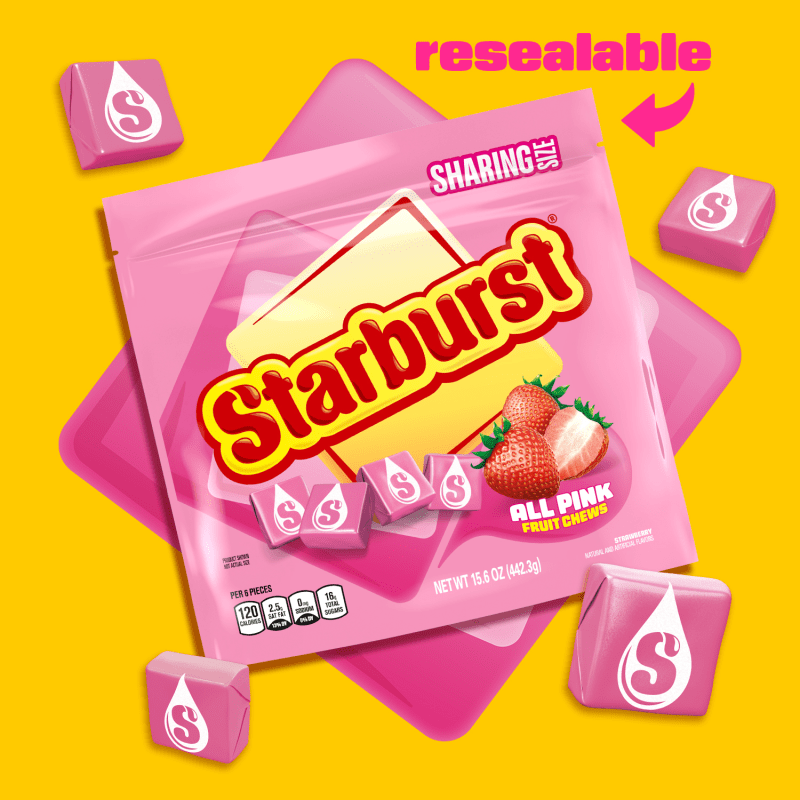 STARBURST ALL PINK CHEWY - HUGE BAG 442,3G