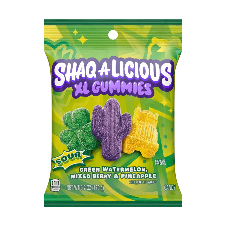 SHAQ-A-LICIOUS SLAMS XL SOUR GUMMIES SAQUILE O NEAL GUMMIES - MADE IN USA
